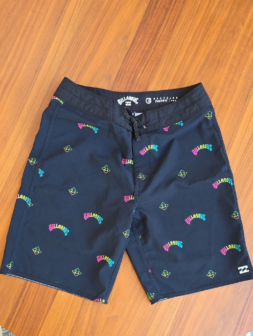 Billabong Black Boys Boardshorts with Neon Logo Accents-size 25